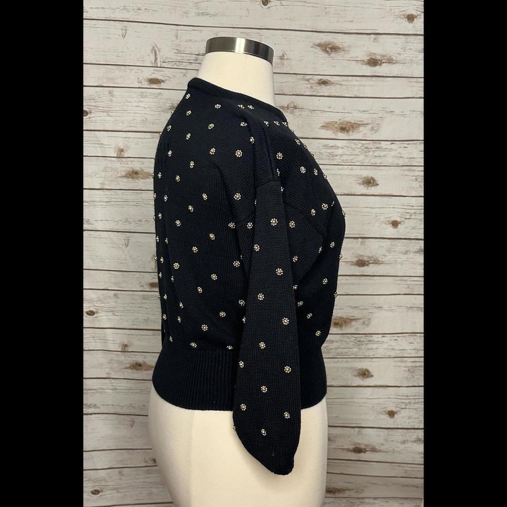 Vtg Marissa Christina Classic navy blue gold beading cardigan sweater Size Large - Picture 6 of 8